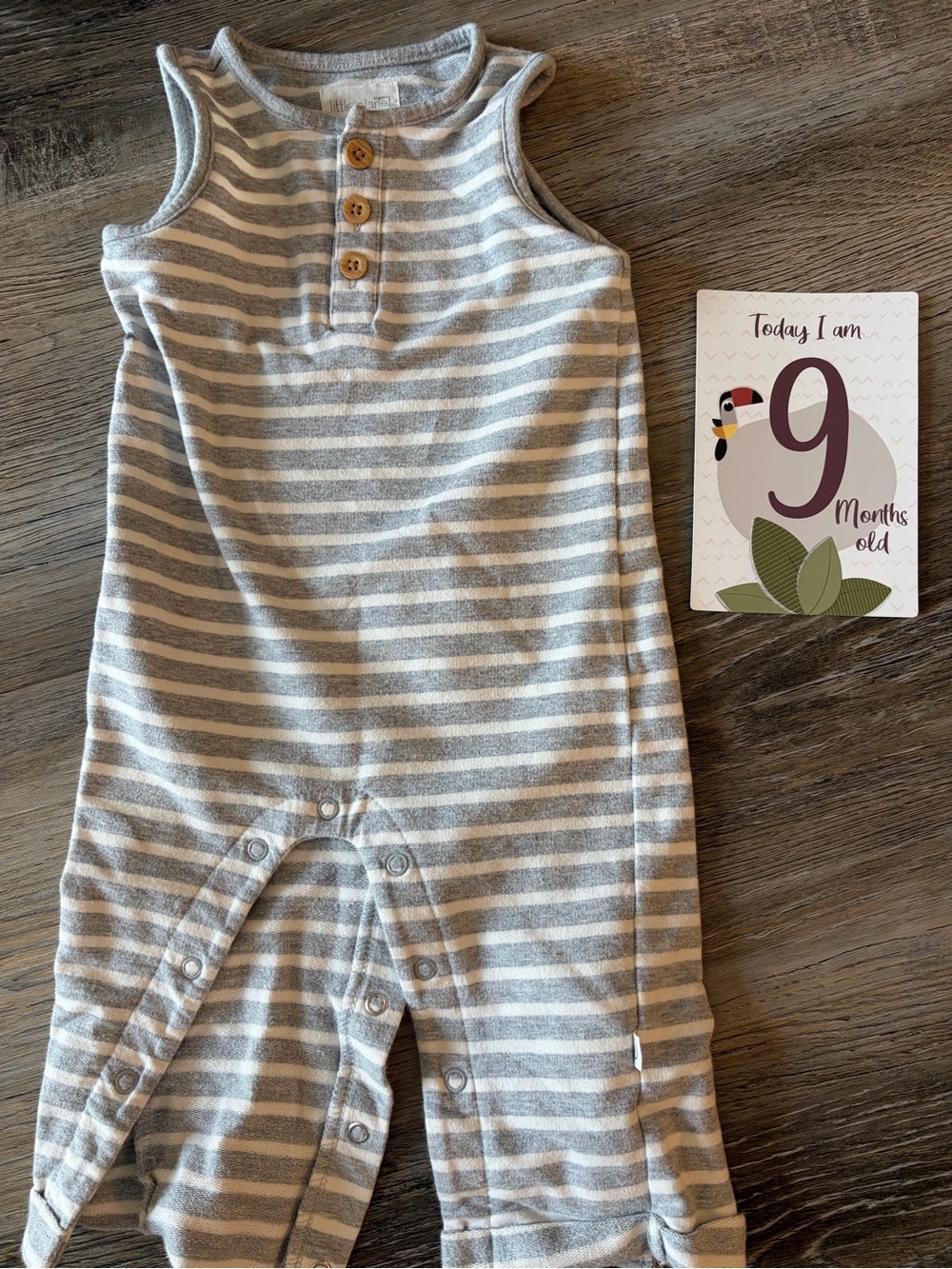 Striped Gray & White Sleeveless Baby One-Piece Bodysuit